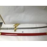 A HIGHLY DECORATED KATANA SWORD WITH A GILDED DRAGON HANDLE