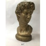 A CONCRETE ROMAN CLASSICAL BUST GILDED 35 CM