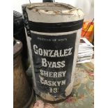 A SEALED CONTAINER OF VINTAGE GONZALEZ BYASS SHERRY 72CMS
