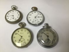 A GROUP OF FOUR POCKET WATCHES, INCLUDING THE NEW YORK STANDARD WATCH COMPANY, A SMITHS, ROAMER