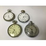 A GROUP OF FOUR POCKET WATCHES, INCLUDING THE NEW YORK STANDARD WATCH COMPANY, A SMITHS, ROAMER