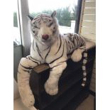 A LARGE WHITE CUDDLY TIGER BY UNIQUE