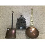 THREE MIXED METAL ITEMS INCLUDES COPPER SCUTTLE
