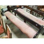 A LARGE WOODEN CHURCH PEW 213CM LENGTH