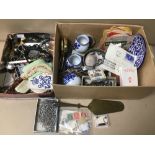 A BOX OF ASSORTED COLLECTABLES