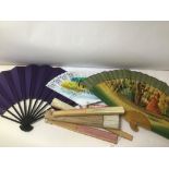 EIGHT VINTAGE FANS INCLUDING A BOXED FOLDAWAY FAN