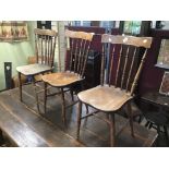 THREE VICTORIAN ELM KITCHEN CHAIRS