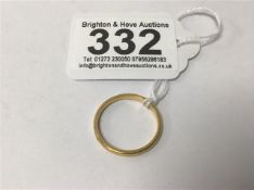 A 22CT GOLD WEDDING BAND, UK RING SIZE P 1/2, 3G