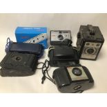 A COLLECTION OF EARLY CAMERAS, INCLUDING KODAK INSTAMATIC 50, KODAK BALL BEARING SHUTTER NO A-127,