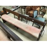 A LARGE WOODEN CHURCH PEW 213CMS LENGTH