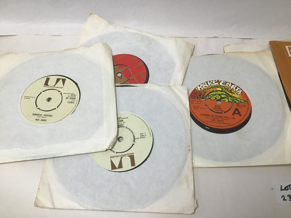 A QUANTITY OF SEVEN INCH SINGLES/VINYL INCLUDES RARE EARTH, BUDGIE AND RICKY WILDE ALL DEMO'S - Image 3 of 3