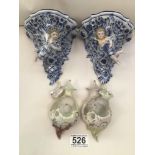 TWO PAIRS OF CERAMIC WALL SCONES INCLUDES STITZENDORF