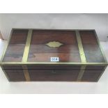 A BRASS BOUND ROSEWOOD WRITING SLOPE 50.5 X 26.5 X 17CMS