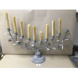 A LARGE TEN SCONCE GREY CANDLEABRA, 66CM WIDE