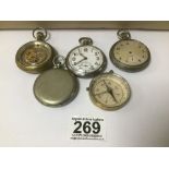 A GROUP OF FOUR POCKET WATCHES, INCLUDING TWO MILITARY EXAMPLES, ONE BY BRAVINGTONS OF LONDON,