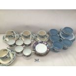 MIXED COFFEE CANS DUO SET, PARAGON, WEDGEWOOD AND COPELAND SPODE