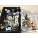 MIXED BOX OF CHINA, GLASS, METALWARE AND MORE