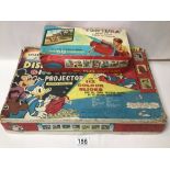 A CHAD VALLEY PRESENTS DISNEY LAND GIVE A SHOW PROJECTOR WITH 112 COLOUR SLIDES, TOGETHER WITH A