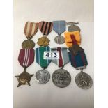 ASSORTED MEDALS AND MEDALLIONS, INCLUDING WWII WAR MEDAL AND MORE