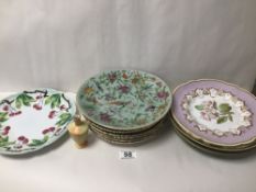 MIXED PLATES OF ORIENTAL AND ENGLISH WITH A ROYAL WORCESTER MINATURE VASE