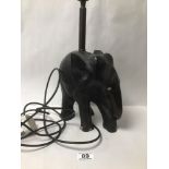 AN AFRICAN HARDWOOD CARVED ELEPHANT LIGHT 24CM (ELEPHANT) A/F