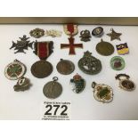 AN ASSORTMENT OF MEDALS, MEDALLIONS AND BADGES, 800 GRADE SILVER GILT BETHLEMHEM STAR, THE KINGS