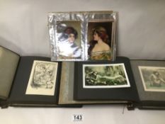 TWO ALBUMS OF LATE 19TH/EARLY 20TH CENTURY RISQUE PHOTOGRAPHS OF LADIES, SOME WITH HAND COLOURED