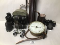 THREE PAIRS OF BINOCULARS (COLMONT, BARR AND STROUD, AND ROLEX). WITH A PENTAX 110, A SOLUS