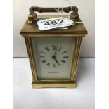 A MAPPIN AND WEBB BRASS CARRIAGE MANTEL CLOCK 8 DAY MOVEMENT (A2543)