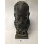 A CHINA BUST OF MIGUEL DE CERVANTES 30CMS