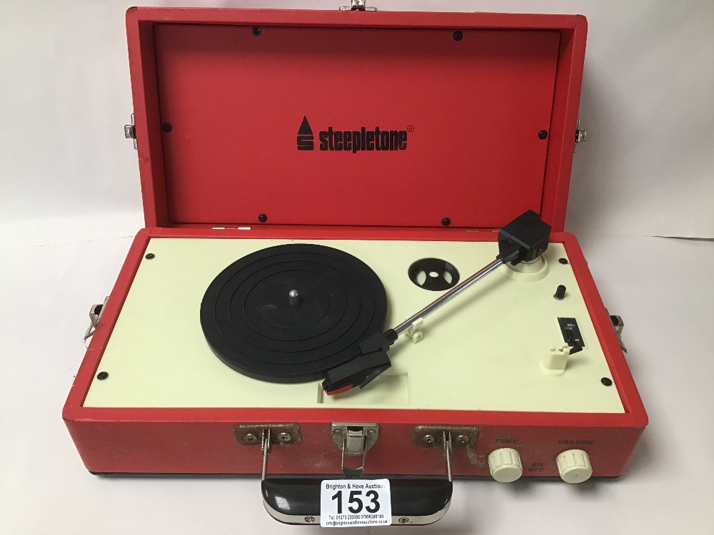 A STEEPLETONE MODEL SRP025 RECORD PLAYER, ELECTRICAL SAFETY TEST DATED 2018