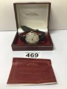 A 9CT GOLD GENTS 17 JEWEL WINDING WATCH WITH ORIGINAL BOX