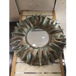 A VINTAGE MIRROR ROUND SUN SHAPED 66CM DIAMETER