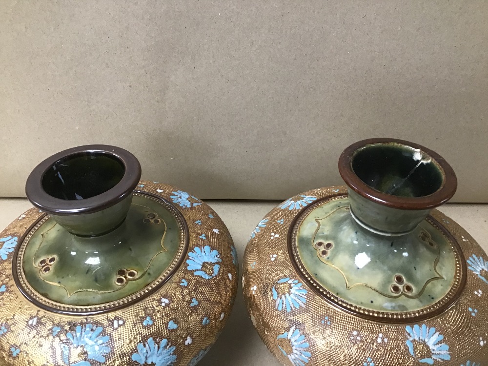 A PAIR OF ROYAL DOULTON SLATERS PATENT GLAZED STONEWARE VASES OF BALUSTER FORM, BB3 7000, 15CM - Image 3 of 5