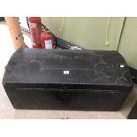 A 19TH CENTURY DOME TOP TRUNK COVERED IN LEATHER AND BRASS STUDS