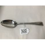A HEAVY VICTORIAN SILVER TABLE SPOON WITH BEAD EDGE, HALLMARKED LONDON 1871 BY CHAWNER & CO, 80G