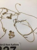 ASSORTED 9CT GOLD JEWELLERY, COMPRISING CHAINS, NECKLACES AND PENDANTS, 3.7G