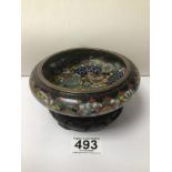 A JAPANESE CLOISSONE CIRCULAR MILLEFIORI BOWL ON A STAND