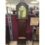 AN EARLY 19TH CENTURY MAHOGANY LONGCASE/GRANDFATHER CLOCK BECKETTS OF SEDGEFIELD A/F WITH WEIGHTS/