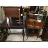 FOUR PIECES OF FURNITURE INCLUDES SOFA TABLE, SEWING BOX, WALL UNIT, AND SMALL DISPLAY CABINET ON