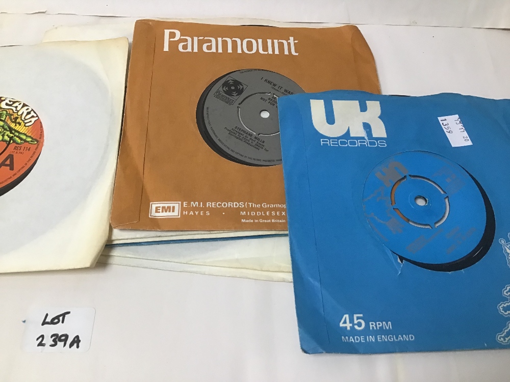 A QUANTITY OF SEVEN INCH SINGLES/VINYL INCLUDES RARE EARTH, BUDGIE AND RICKY WILDE ALL DEMO'S - Image 2 of 3