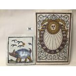 TWO VINTAGE STONE TILES LARGEST 36 X 24 CM