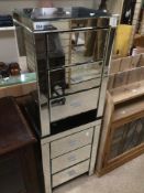 A PAIR OF BEVELLED GLASS THREE DRAWER BEDSIDE CHESTS 46 X 36 X 67CM