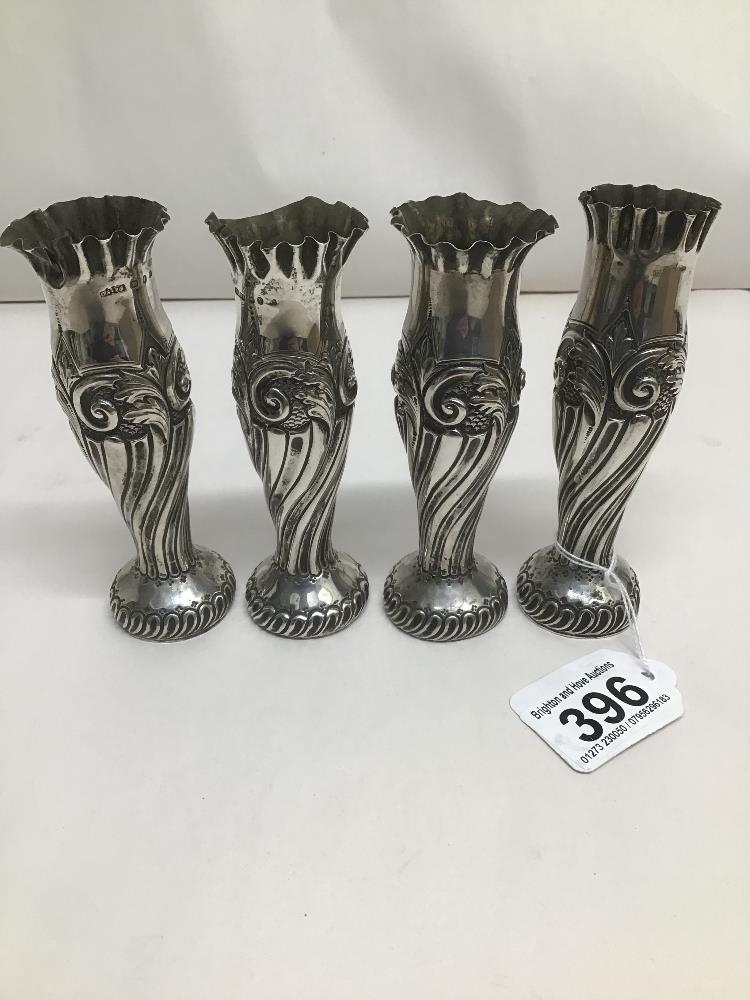 FOUR WEIGHTED ART NOUVEAU PERIOD CANDLESTICKS DATED 1891 BY CORNELIUS DESORMEAUX SANDERS AND JAMES - Image 2 of 6