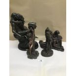 FOUR EROTIC BRONZED SCULPTURE FIGURES LARGEST 32CM