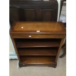 A MAHOGANY WITH INLAID BORDERS ADJUSTABLE BOOKCASE 79 X 97 X 30CM