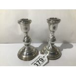 A PAIR OF 800 SILVER BALUSTER CANDLESTICKS 10CM BY MATADIN OF AUSTRIA 84 GRAMS