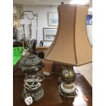 TWO METAL GILDED LAMPS