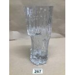 A LARGE TAPIO WIRKKALA FROSTED GLASS VASE RETRO DESIGN SIGNED TO BASE 3729 50R