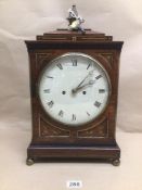 A MAHOGANY CASE 8-DAY TWIN FUSEE STRIKING BRACKET CLOCK THE PAINTED DIAL FEATURES ROMAN NUMERALS,